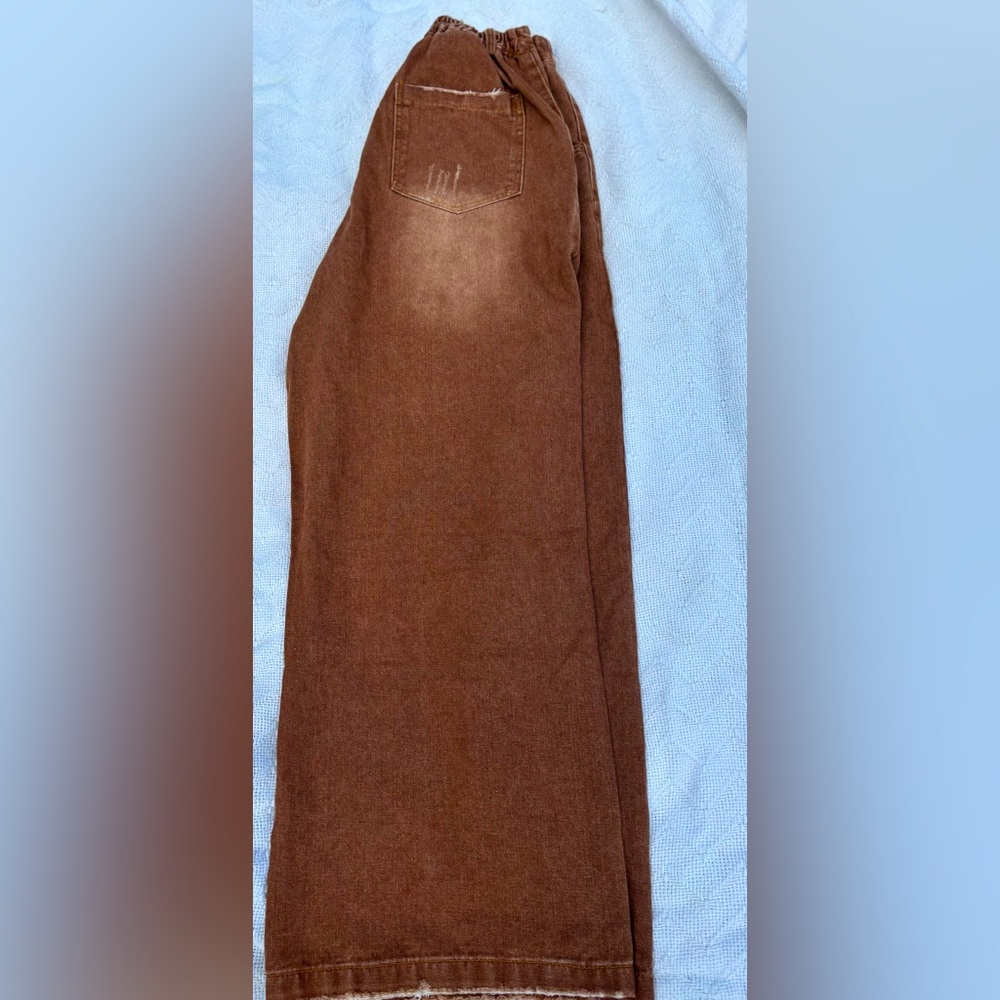 Brown wash wide leg pants